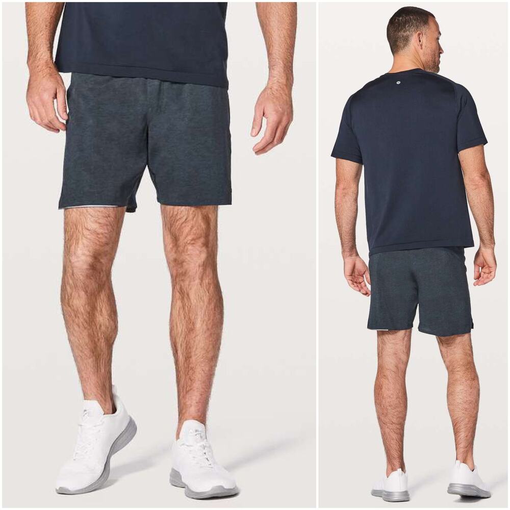 LULULEMON Surge Short *Linerless 7" Heathered Texture Iron Blue True Navy Size S